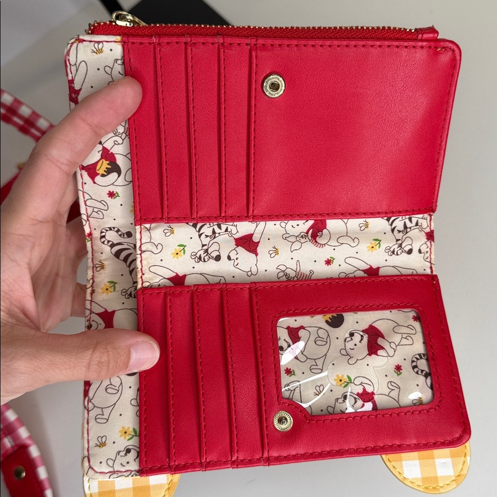 Loungefly Winnie the Pooh Gingham SET backpack AND wallet honey bees purse - Picture 12 of 14